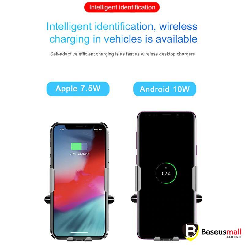 Baseus -BaseusMall VN Đế giữ điện thoại trên xe hơi tích hợp sạc không dây Baseus Smart Vehicle Bracket Wireless Charger