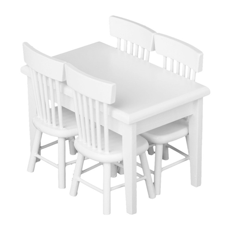 5 piece Model table chair a Manger Set Furniture Doll House Miniature White 1 / 12