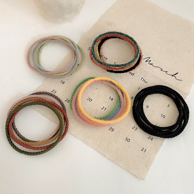 Set 5 Dây Buộc Tóc Màu Sắc Kẹo Ngọt Phong Cách Hàn Quốc Đơn Giản Cho Nữ