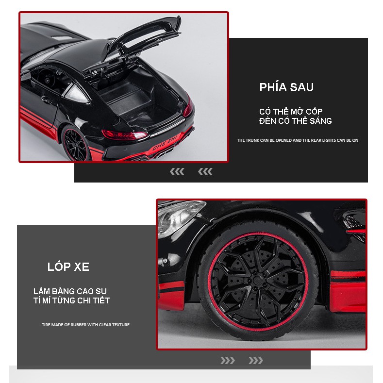 Mô Hình Xe Mercedes AMG GTR 1:24 hãng Chezhi Khung Xe Kim Loại, Phong Cách Thể Thao - Có Hộp Đựng