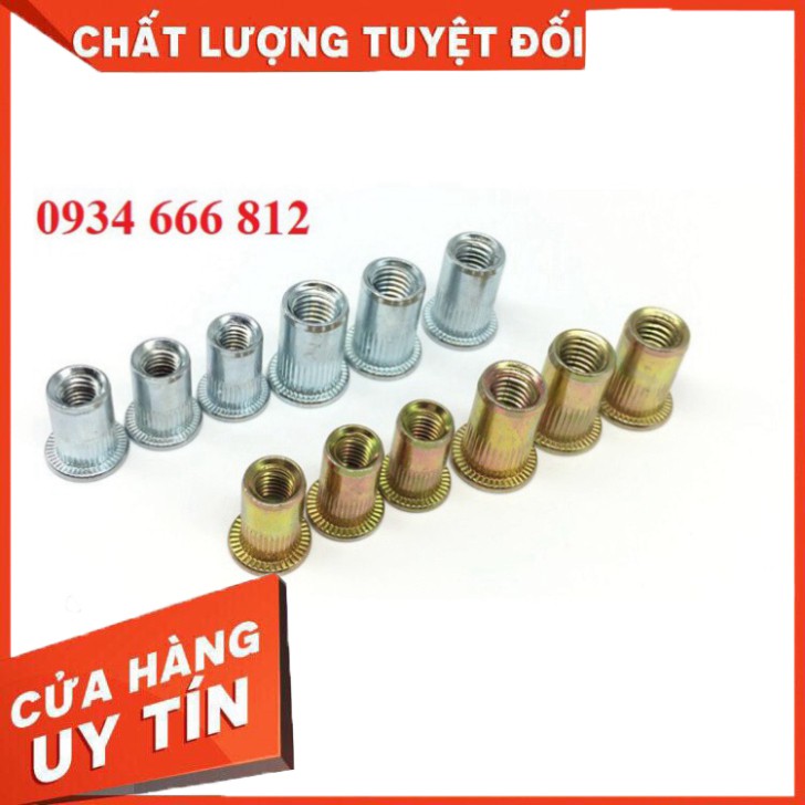 Combo hỗn hợp 70c ốc tán rút M3,M4,M5,M6,M8,M10,M12 mỗi loại 10c