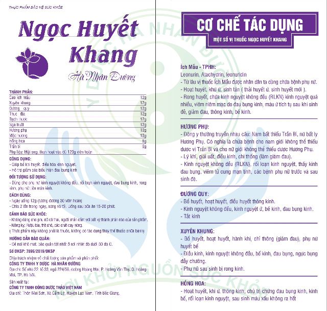 Ngọc Huyết khang - cân bằng sinh lý nữ