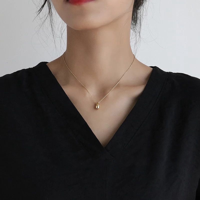 Vòng cổ Mạ Vàng / Bạc Mặt Hình Giọt Nước Màu Sắc Đơn Giản