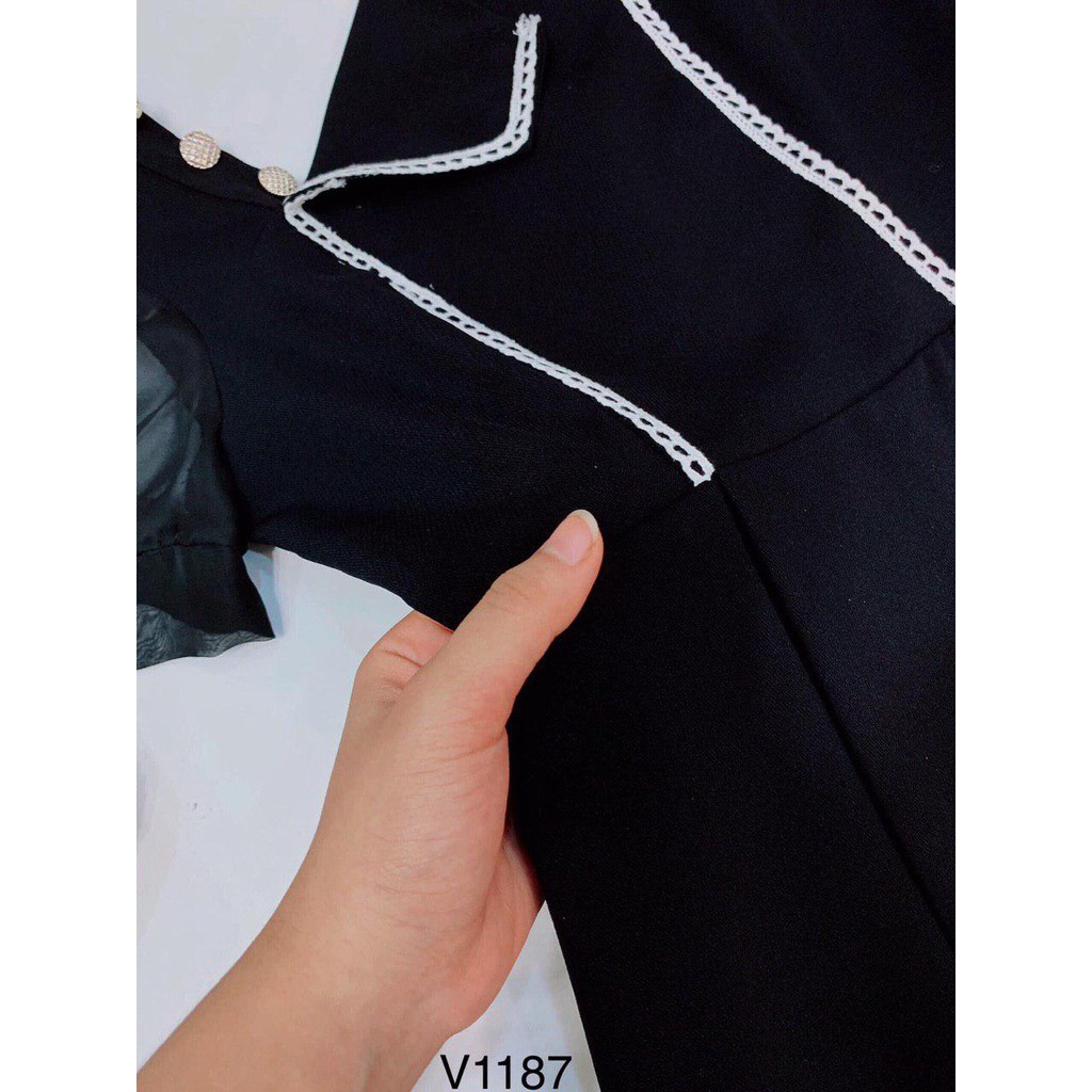 [ xả kho ] MiD Váy đen tiểu thư tay bồng thiết kế V1187 Mie Design kèm ảnh thật