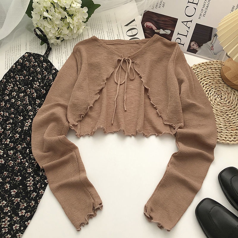 Áo Khoác Cardigan Tay Dài Chống Nắng Cột Dây Thời Trang Mùa Hè Cho Nữ