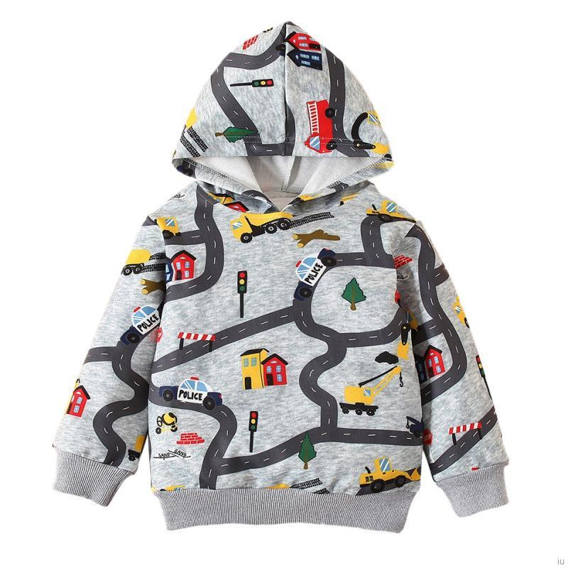 Áo Hoodie Dài Tay In Họa Tiết Hoạt Hình Đáng Yêu Dành Cho Bé Trai