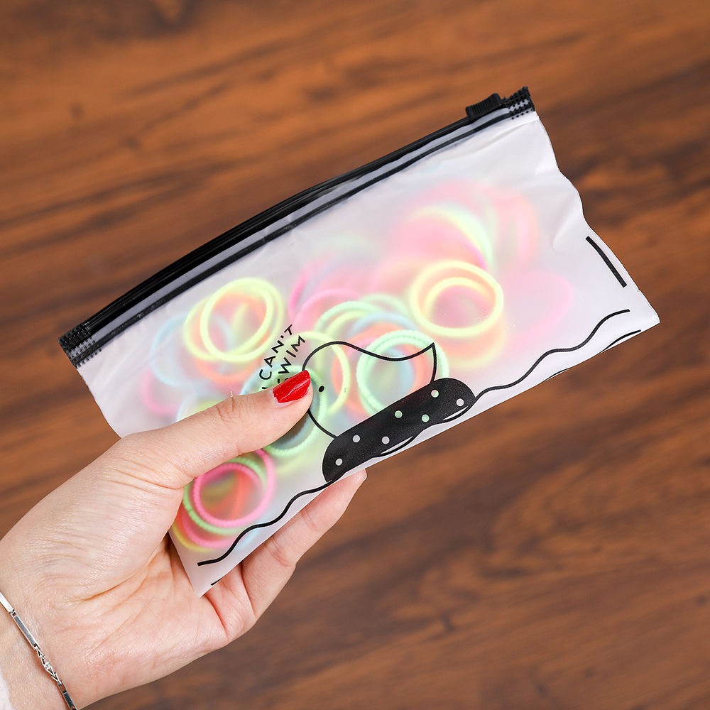 Set 100 Dây Cột Tóc Co Giãn Nhiều Màu Dễ Thương Cho Bé Gái