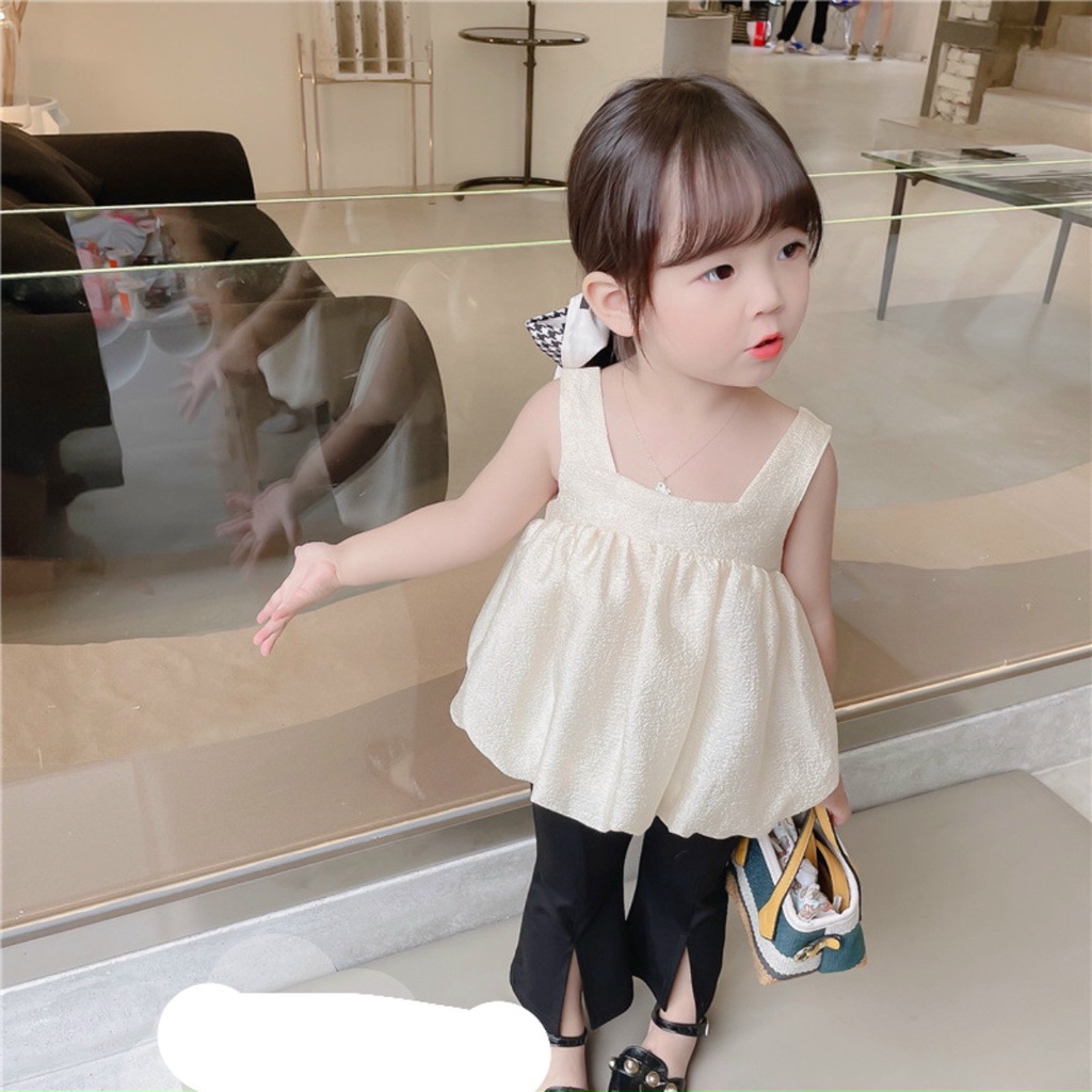 Set Đồ Bé Gái Áo Đũi Xốp Quần Ống Loe Kaki Siêu Cưng Cho Bé Từ 1 Tuổi Đến 8 Tuổi Nhã Uyên Kid BK023