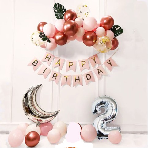 set bong bóng trang trí sinh nhật Happy Birthday Phụ kiện trang trí sinh nhật (có thể đổi màu bóng)