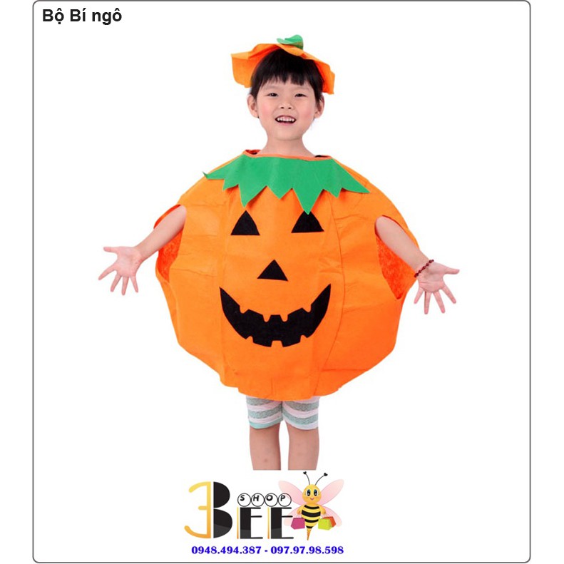 Bộ hóa trang bí ngô ngộ nghĩnh cho bé chơi Halloween từ 3-7 tuổi