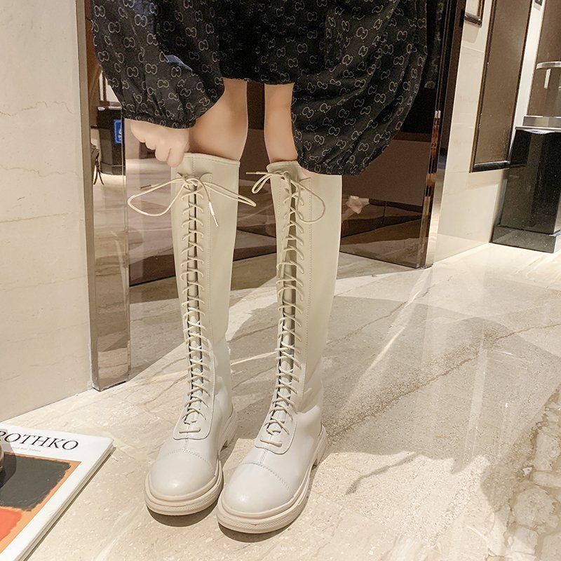NEW Sale#Giày bốt nữ ống giữa của Knight boots 2021 màu trắng bên trong có chiều cao ủng mỏng và nhưng đến đầu gối . ! :