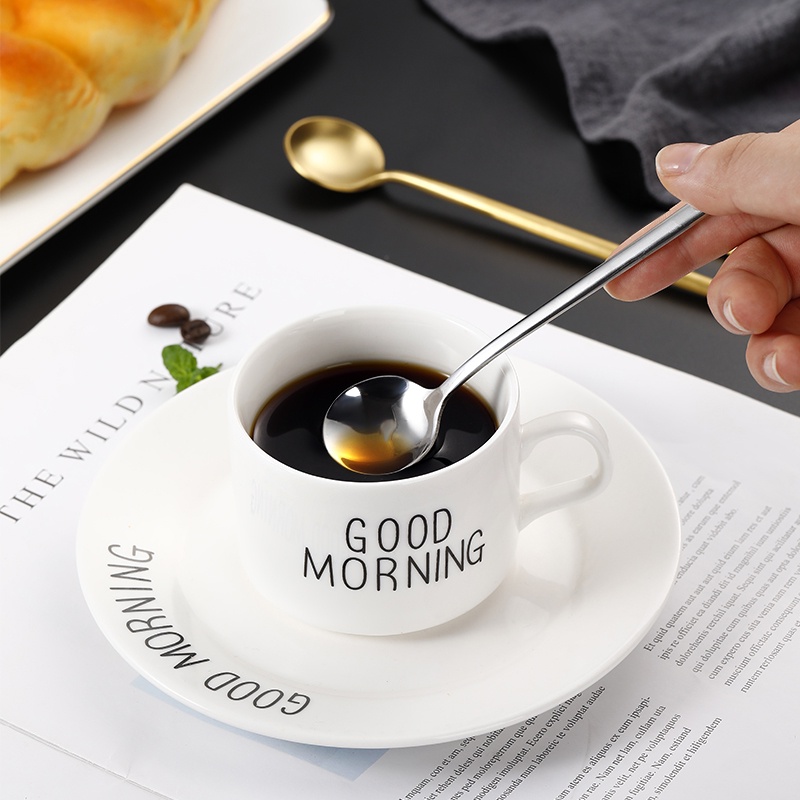Muỗng pha cà phê đầu tròn bằng thép không gỉ phong cách Hàn Quốc