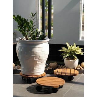 Combo 2 Đế để chậu cây có bánh xe - Chân giá đỡ, đôn chậu cây cảnh đa năng gỗ keo tự nhiên siêu bền