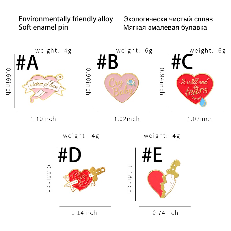 Huy hiệu cài áo hình trái tim hoạt hình xinh xắn