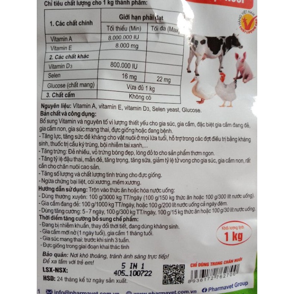 Ade selen 200g, 1kg cao cấp, tăng khá năng sinh sản, tăng trứng sữa, lực, ngừa bai liệt, còi xướng, gà vịt ngan lợn