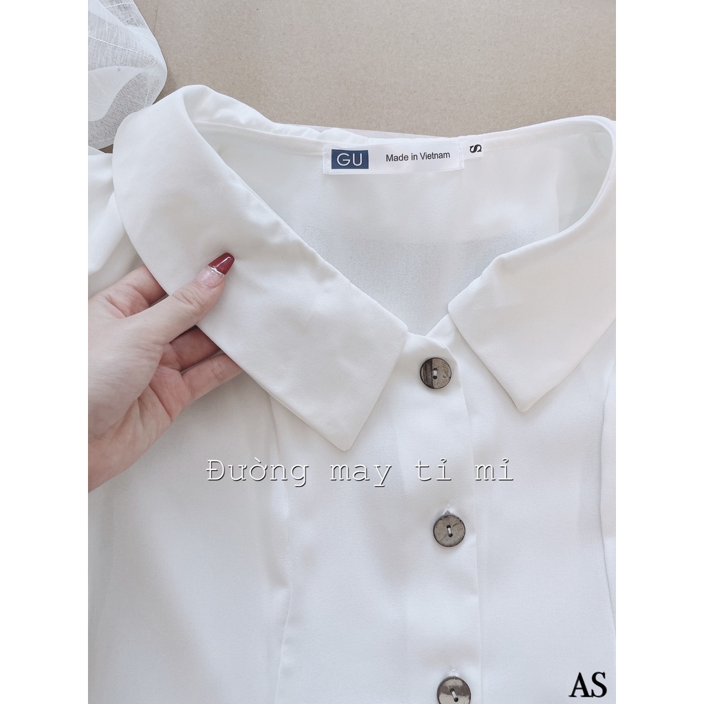 ÁO SƠ MI GU TAY BỒNG CÚC DỪA