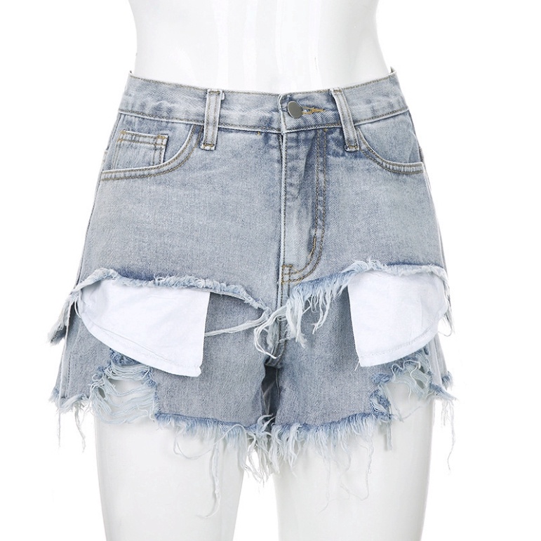 Sale 68% Quần Short Jeans Lưng Cao Cá Tính Dành Cho Nữ, Blue,M Giá gốc 418000đ - 7M21-2