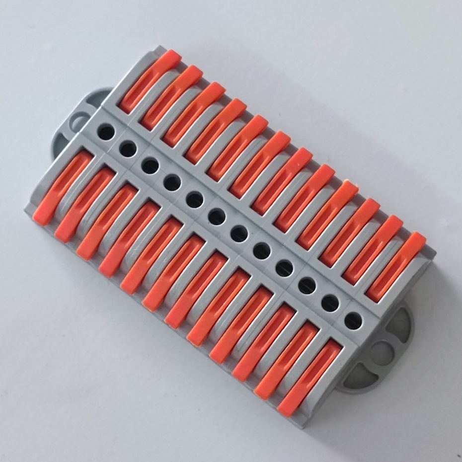 Cút Nối Dây Điện nhanh thông minh có lỗ gắn cố định 12P 12 cổng vào 12 cổng ra LT223-12