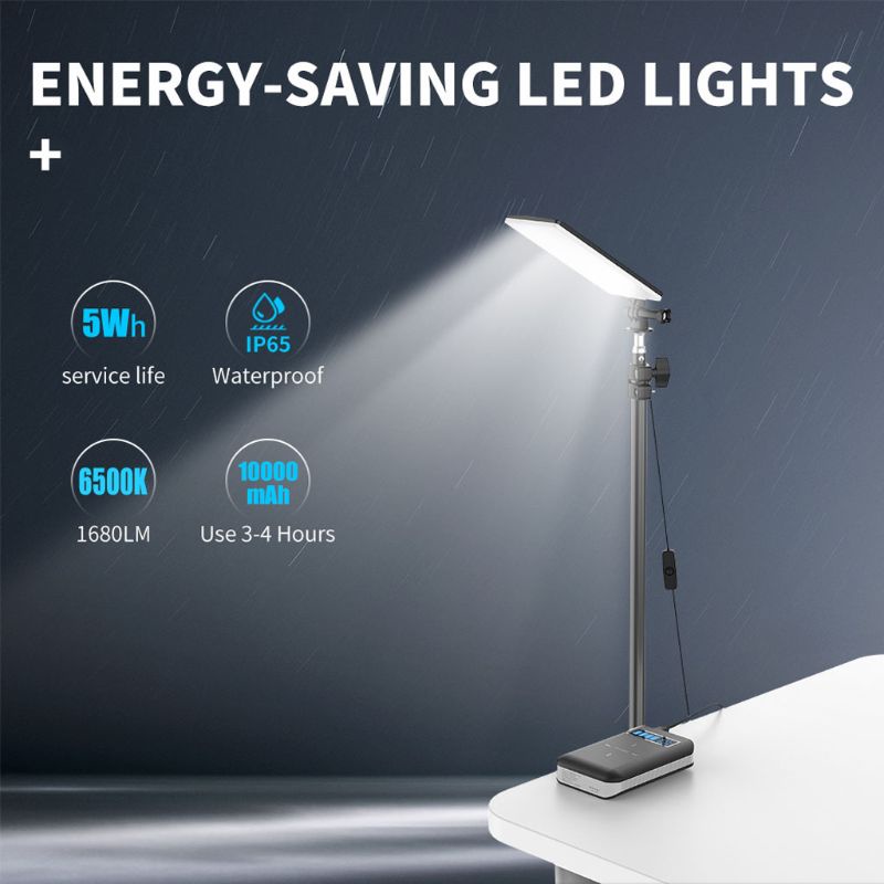 Đèn chiếu sáng 84 bóng LED với giá đỡ 3 chân 2m sạc USB cho quay video chụp ảnh dã ngoại cắm trại ngoài trời