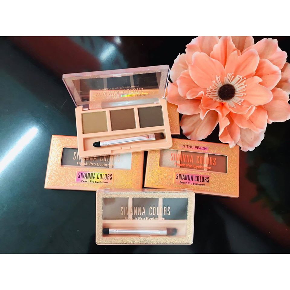 Set Kẻ Mày Dạng Bột 3 ô Sivanna  Colors Peach Pro Eyebrown 04