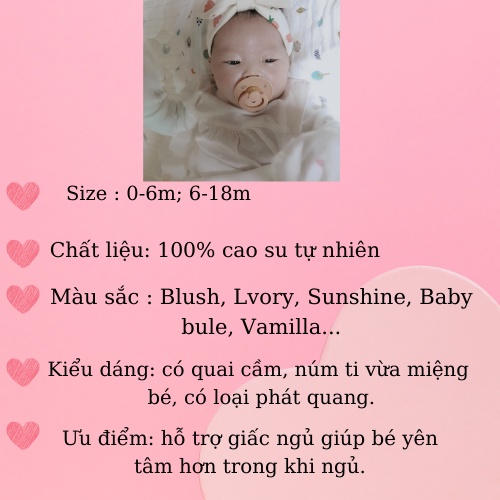 Ti giả ti ngậm BiBs chính hãng được làm từ cao su tự nhiên (tặng kèm nắp trứng)