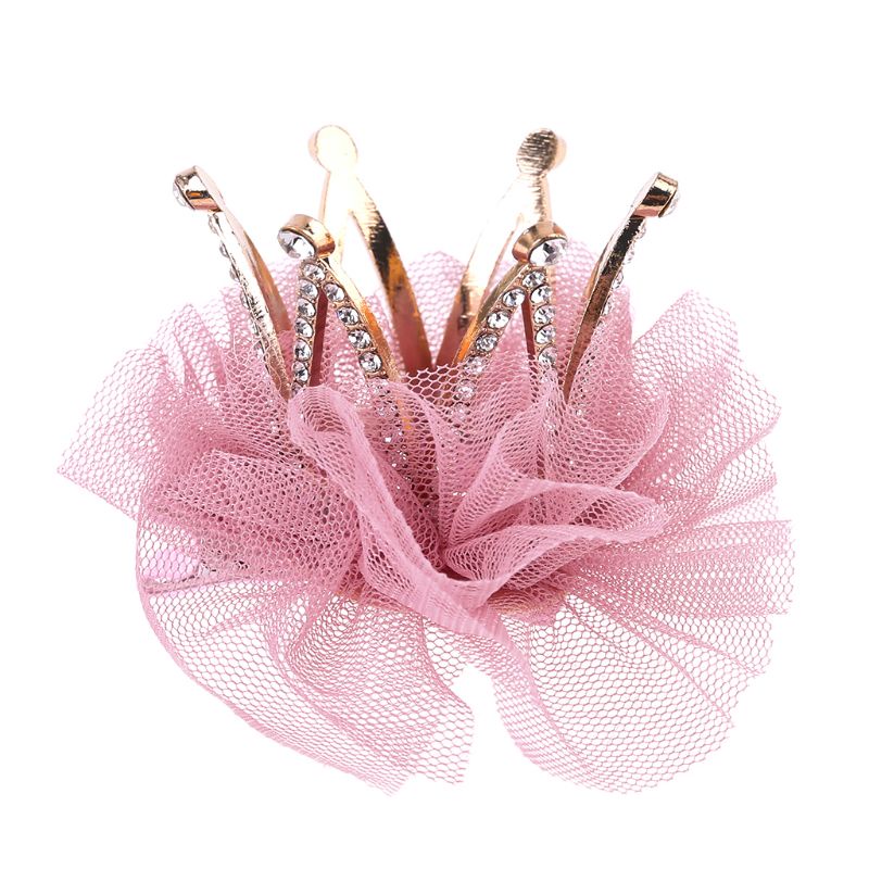 Kẹp Tóc Hình Vương Miện Phối Ren Lấp Lánh Thời Trang Cho Bé Gái