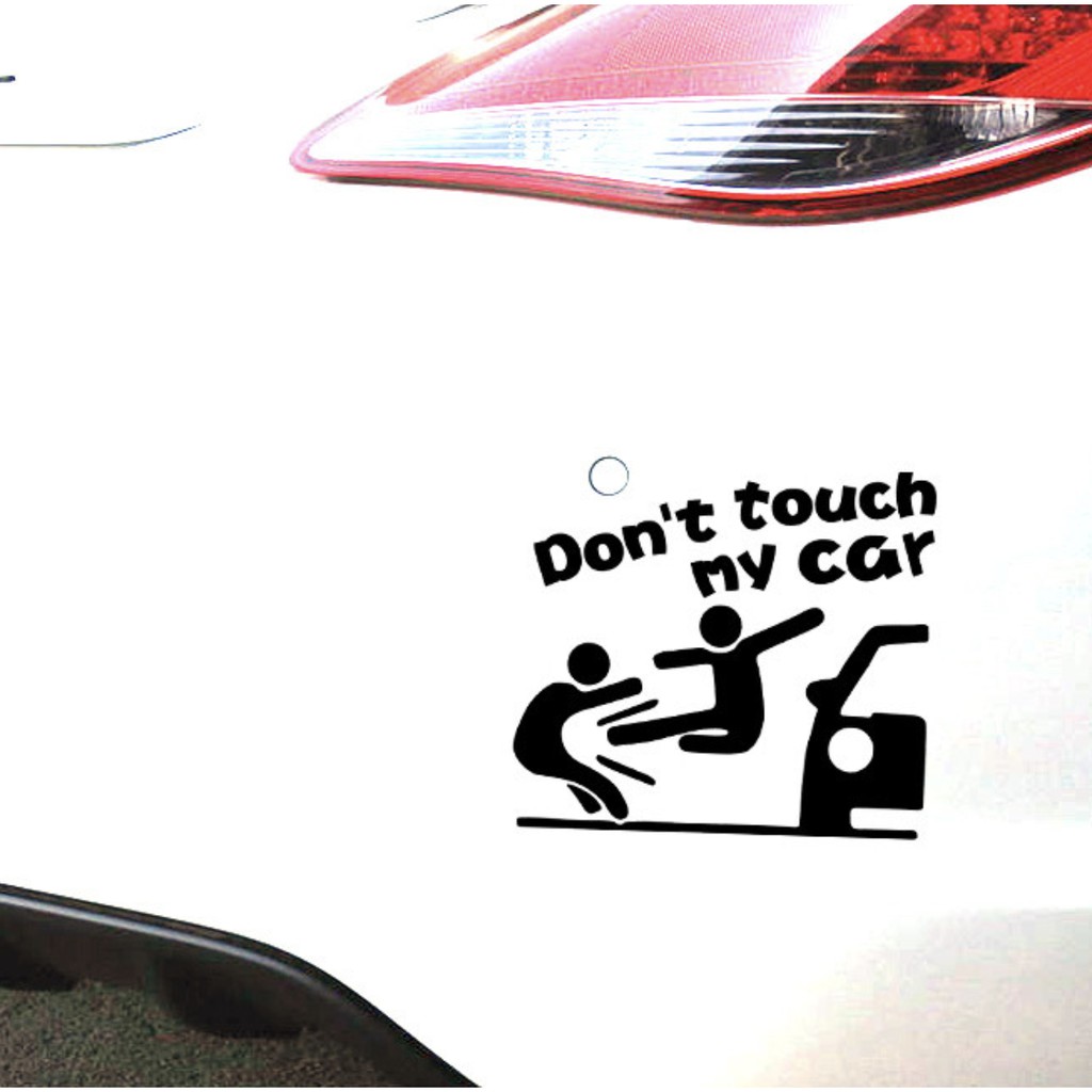 Sticker transfer hình dán trang trí Xe hơi Ô tô STICKER FACTORY - DON'T TOUCH MY CAR ĐÁ NHAU size 12x14cm