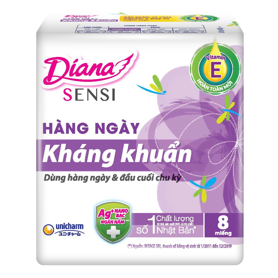 Băng vệ sinh kháng khuẩn Diana sensi hàng ngày 8 miếng