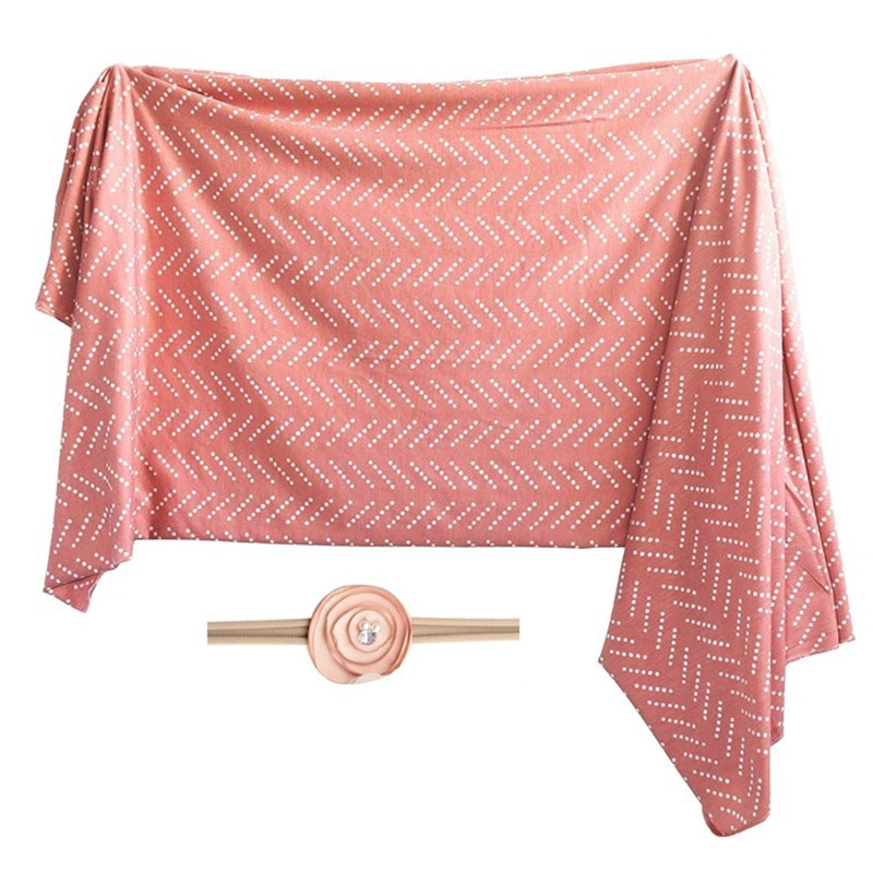 Bộ 2 khăn quấn và băng đô bằng cotton nguyên chất dành cho bé sơ sinh