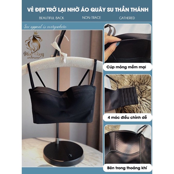 Áo lót nữ quây su bản to cup ngang,mút mỏng không gọng, nâng gom ngực chống tuột, chống chảy xệ,có dây rời