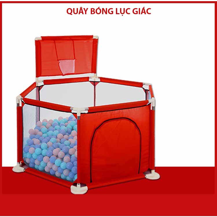 QUÂY BÓNG NHÀ BÓNG QUÂY CŨI LỤC GIÁC KÈM KHUNG BÓNG RỔ CHO BÉ [Hàng Loại 1, Chất Lượng Cao, An Toàn Sử Dụng]