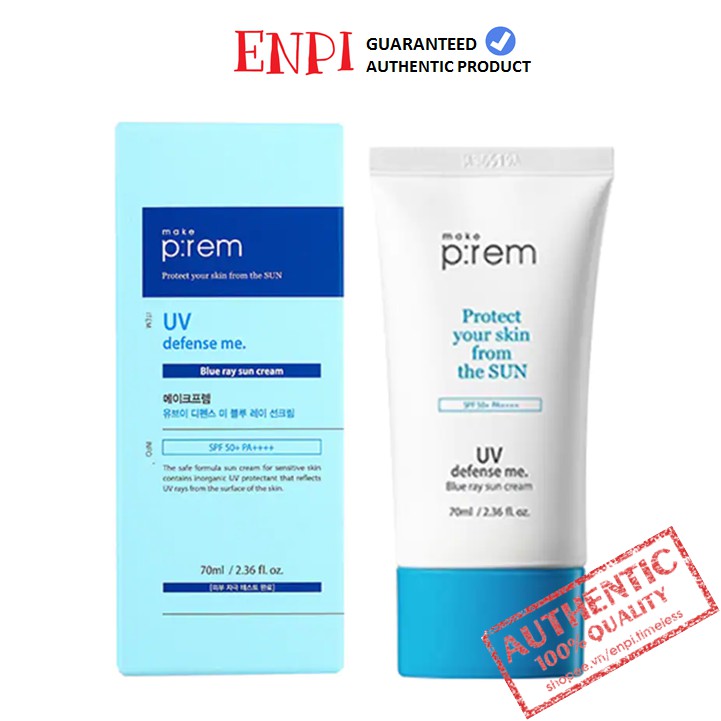 Kem chống nắng vật lí Make P:rem UV Defense Me.Blue Ray Sun Cream 70ml | BigBuy360 - bigbuy360.vn