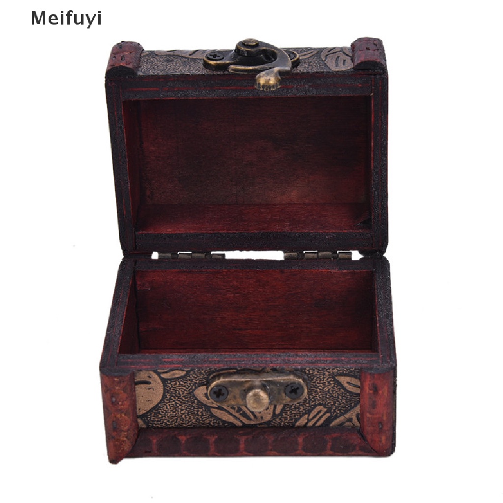 [Meifuyi] Hot Wooden Vintage Treasure Chest Wood Jewellery Storage Box Case Organiser Ring COD