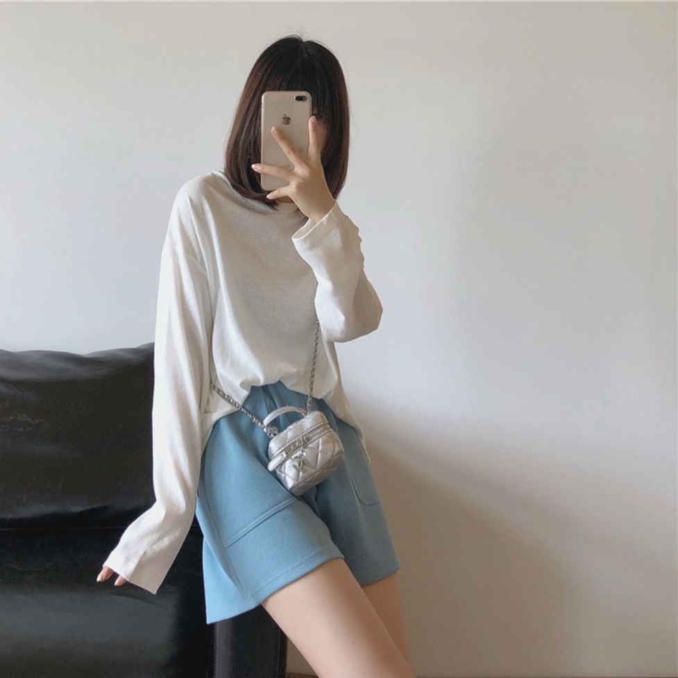 Quần Short Thể Thao Lưng Cao Kiểu Hàn Quốc Thời Trang Mùa Hè 4 Màu Cho Nữ