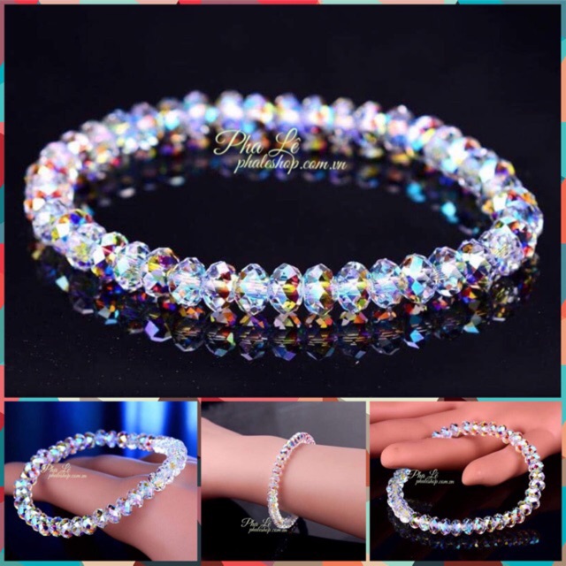 Vòng Tay Pha Lê Tròn Dẹp 06mm Trắng Được Thiết Kế Từ Pha Lê Swarovski
