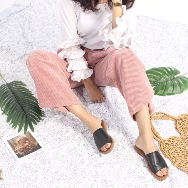 Dép Lê Bảng Ngang Bự Da Shoes Paradise Chất Da bò thật