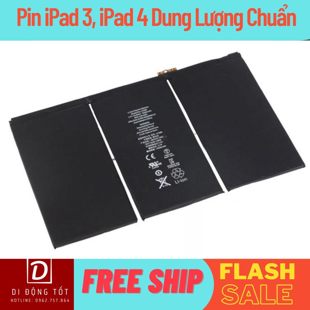 Pin máy tính bảng iPad 3, iPad 4 Zin , Bảo hành 12 tháng
