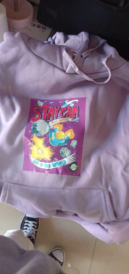 Áo hoodie tím in hình stay calm dáng freesize siêu xinh |HÌNH THẬT Ở HAI HÌNH CUỐI| | BigBuy360 - bigbuy360.vn