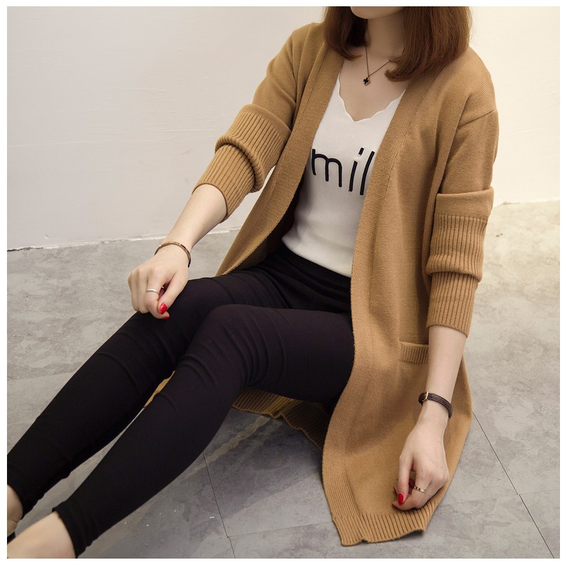 [freeship đơn 99k] Áo Khoác Len Cardigan Dáng Dài Phong Cách Trẻ - THời Trang Thu Đông