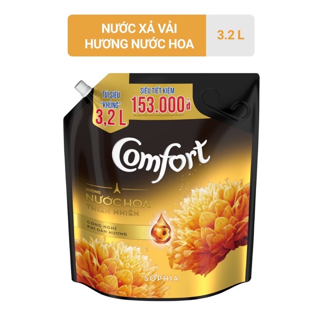 Nước Xả Vải Comfort Hương Nước Hoa Thiên Nhiên và Sophia (3.2L)