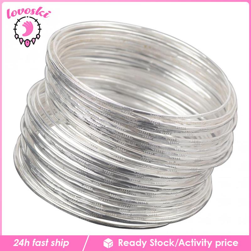 [Lovoski] Set 50 Vòng Tay Hợp Kim Bạc Phong Cách Ấn Độ Cho Nữ