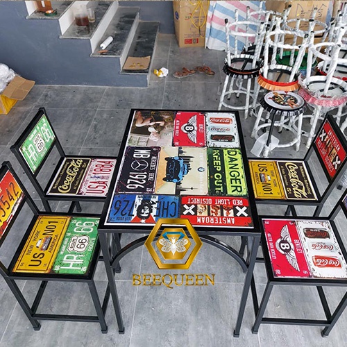 Combo 12 Biển Số Decal Dán Trang Trí Quán Cafe, Nhà Hàng, Cầu thang - Biển Số Xe Trang Trí Nhà Cửa