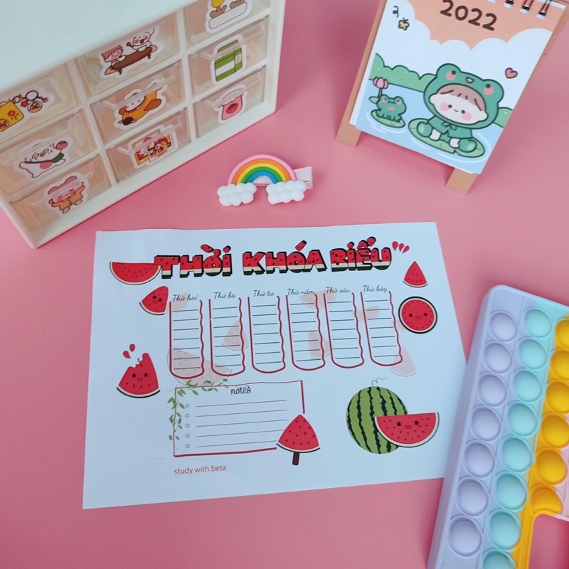 SET 3 TỜ THỜI KHOÁ BIỂU KẺ KHUNG SẴN HÌNH DỄ THƯƠNG