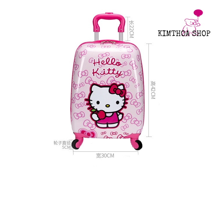 Vali kéo du lịch cao cấp in 2 mặt chống trầy size 18, vali đi chơi cho bé bánh xoay 360 độ chắc chắn