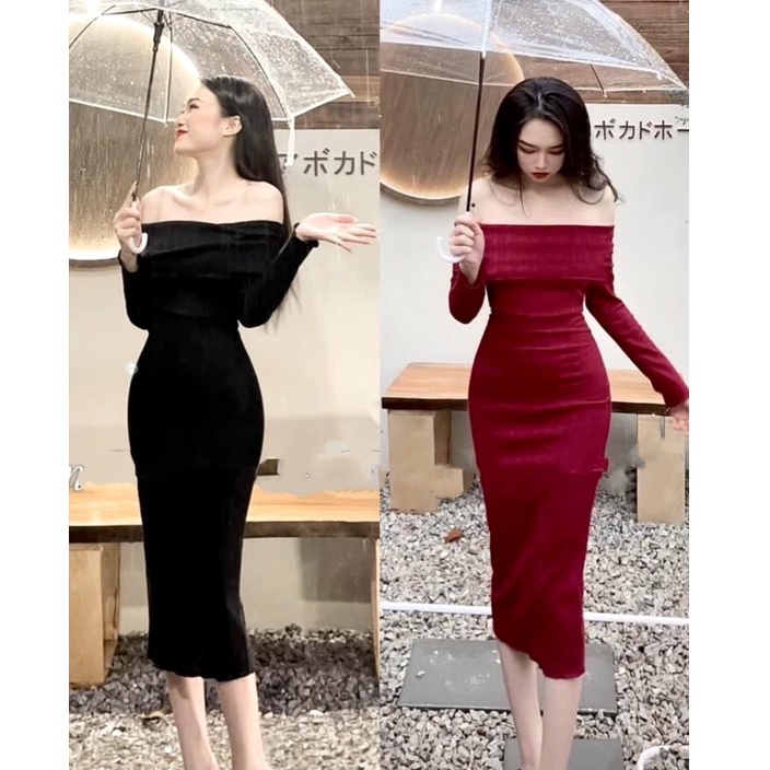 Đầm Váy Body Basic Nữ Thun Gân Kiểu Đẹp Ôm Gợi Cảm