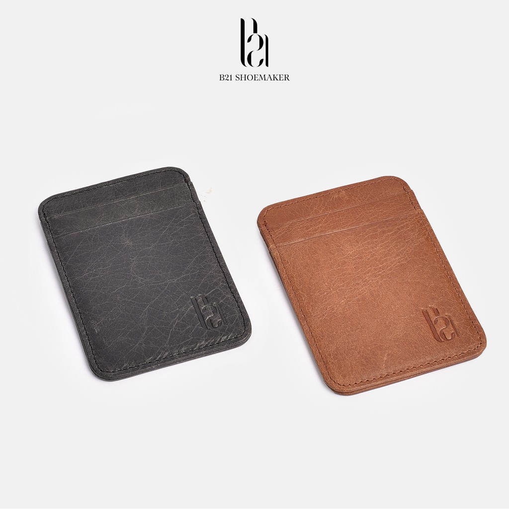 Ví Đứng Mini Nam B21 Shoemaker Da Bò Thật Cao Cấp Nhiều Ngăn Đựng Thẻ CCCD ATM GPLX Tiện Lợi Phong Cách Công Sở Nhỏ Gọn