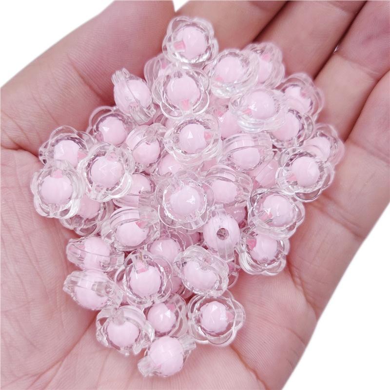 Bộ 20 Hạt Nhựa Trong Suốt Hình Hoa 13mm Làm Vòng Tay/Vòng cổ