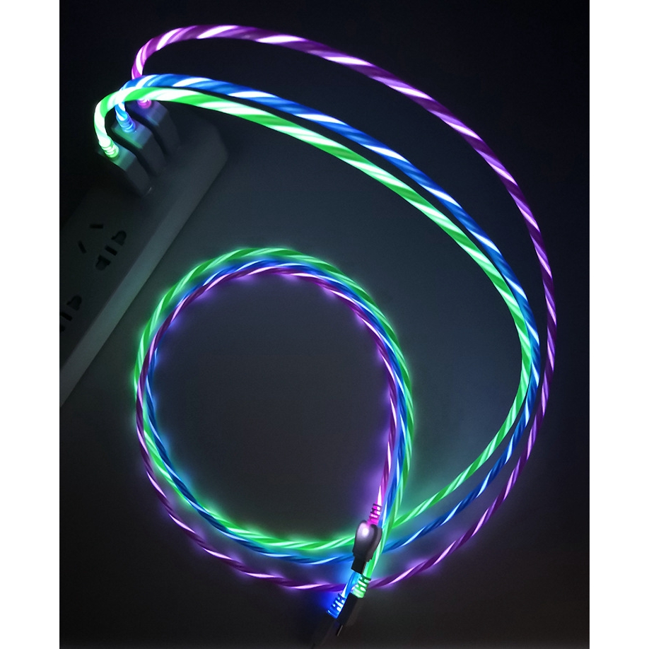 Dây Cáp Sạc/Truyền Dữ Liệu Nhanh Dài 1M Có Đèn LED Cổng USB Type C/Micro Cho Điện Thoại Android/Huawei Samsung Xiaomi Vivo