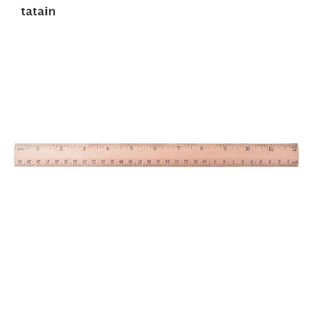 [TAT]  Double Side Wooden Ruler Wood Carpenter Inch Scales &amp; Metric Scales Tools 1pc CVX