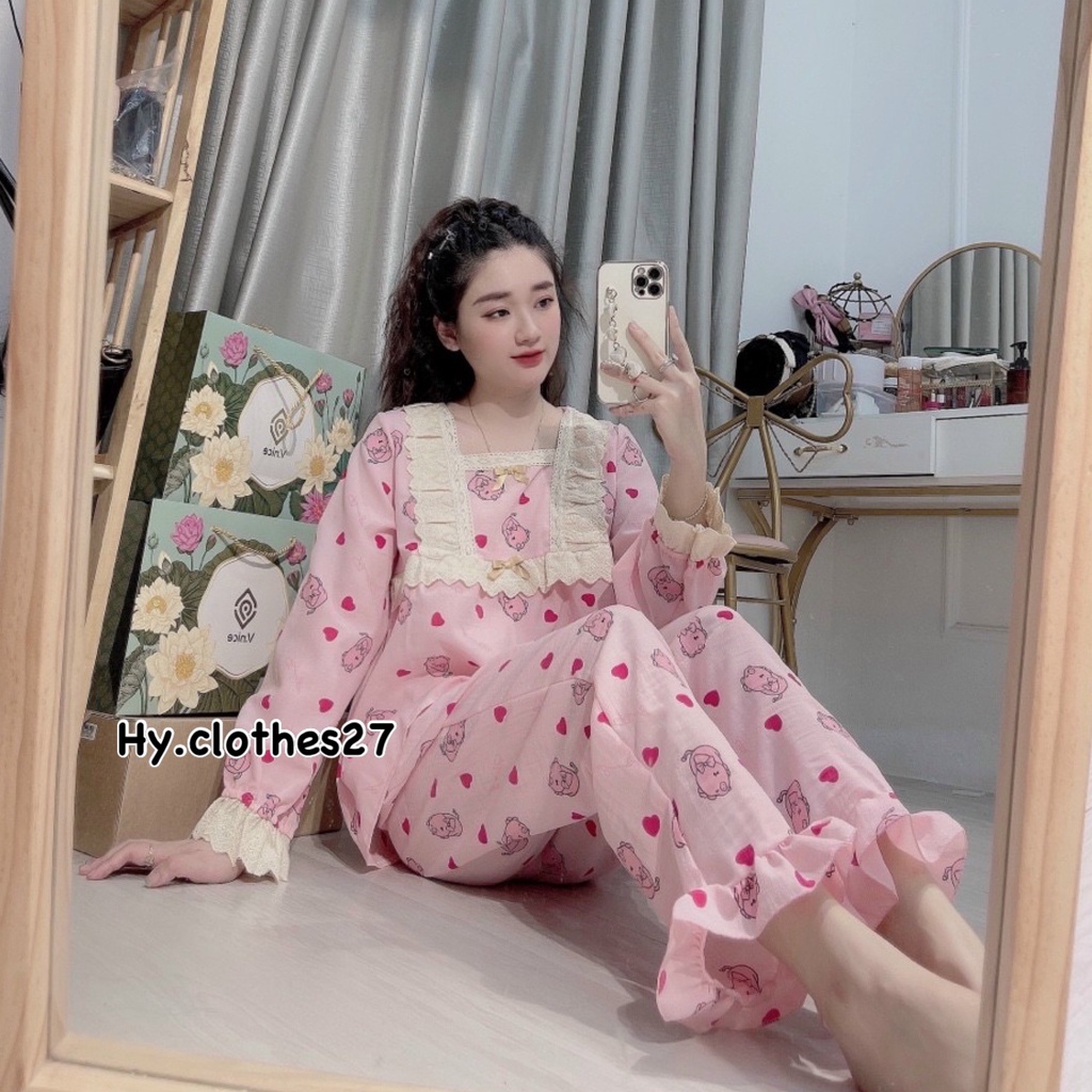BỘ ĐỒ NGỦ DÀI TAY TIỂU THƯ xốp Hàn mềm đẹp / pijama mặc nhà | BigBuy360 - bigbuy360.vn